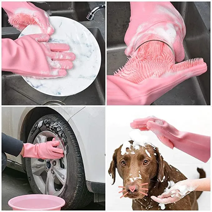 Silicon Washing Gloves High Quality Big Size - Household Accessory Designed For Cleaning And Washing Routine (Random Color) - Image 4