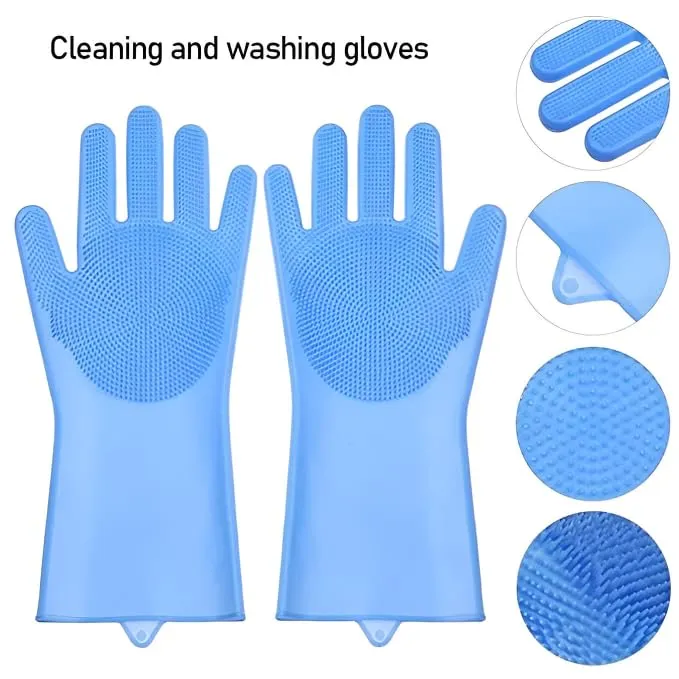 Silicon Washing Gloves High Quality Big Size - Household Accessory Designed For Cleaning And Washing Routine (Random Color) - Image 5