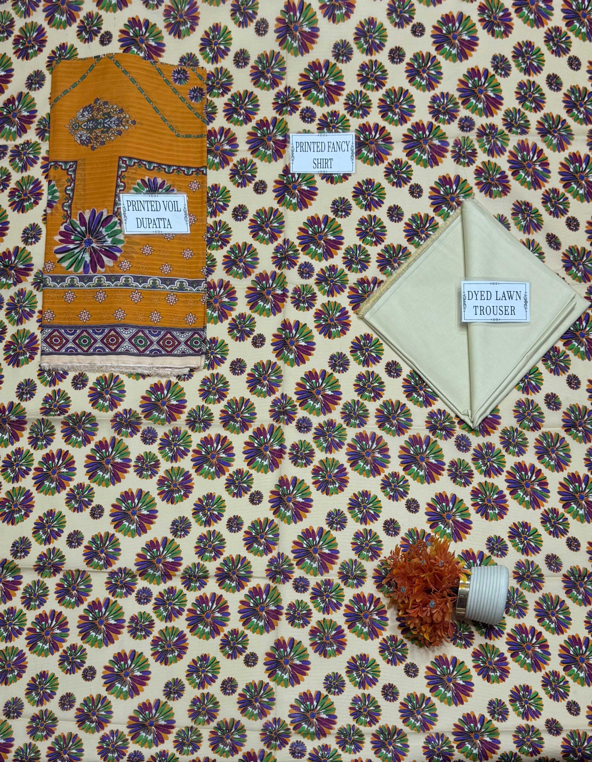 Bareeze Digital Classic 3 Piece Printed Lawn Suit – Shirt, Voil Dupatta & Trouser - Image 4