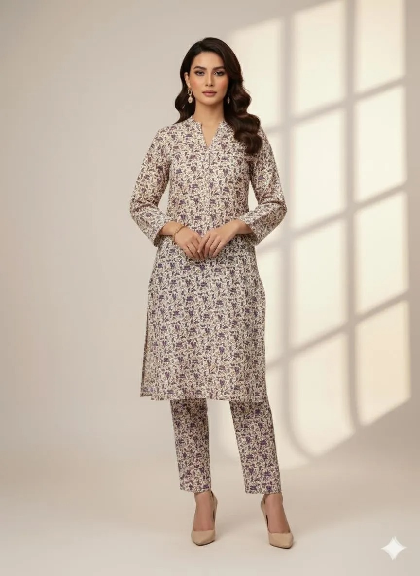 2-Pcs Katan Silk Unstitched Allover Printed Suit for Women – Premium Soft Fabric Shirt & Trouser Dress Material for Casual & Formal Wear - Image 2