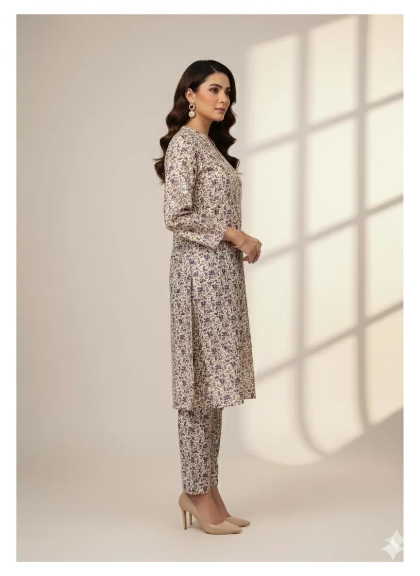 2-Pcs Katan Silk Unstitched Allover Printed Suit for Women – Premium Soft Fabric Shirt & Trouser Dress Material for Casual & Formal Wear - Image 3