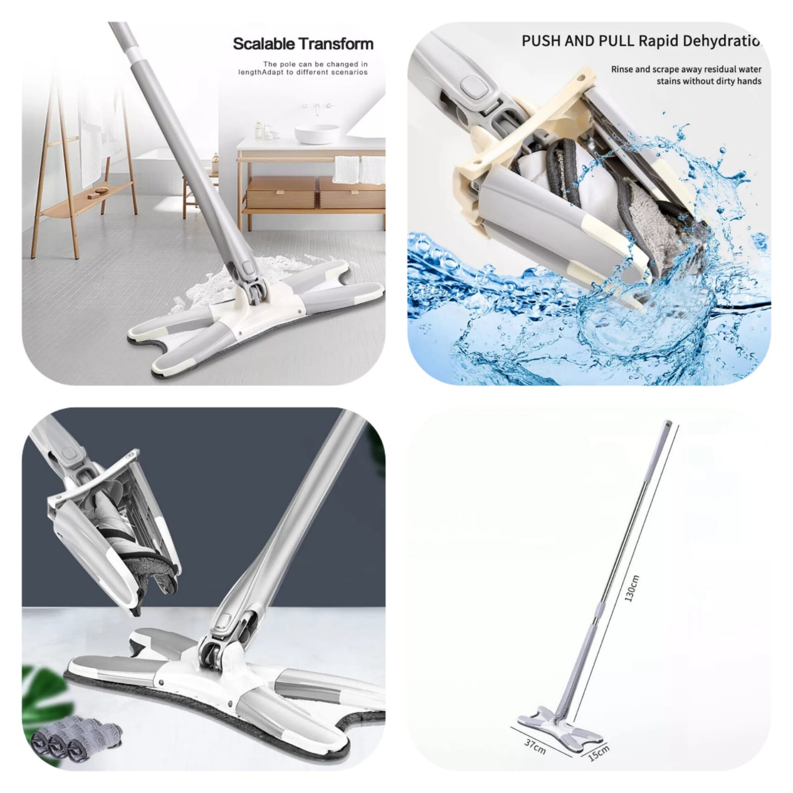 X Mop Manual Extrusion Hand-free Flat Squeeze Mop X-Type Microfiber Squeezing Twist Mop Household Cleaning Tool - Image 4