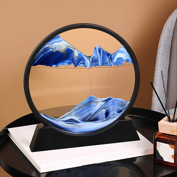 3D Moving Sand Art Lamp - Flowing Sand Painting Picture Dynamic Hourglass Decorative Desk Ornament Office Home Decor Lamp (Random Color) - Image 5