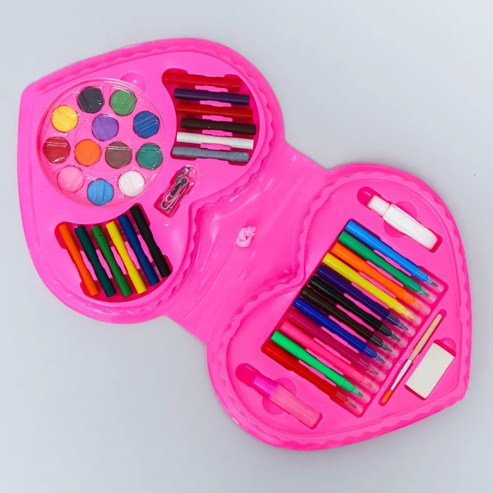 52 Pcs Heart Shape Colour Kit Painting Set For Kids With Crayons Markers And Art Accessories (Random Characters) - Image 2