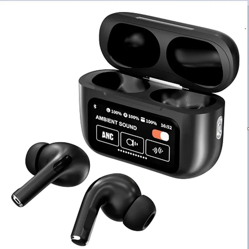 AirPods Touch L.C.D A9 Black Bluetooth Earbuds Heavy Sound - Image 2
