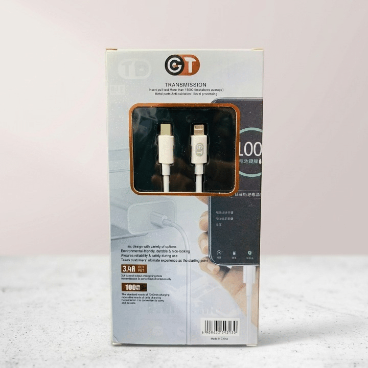 GT Type C to IPhone Fast Charging Cable Lightning USB-C Charger Cable - Image 2