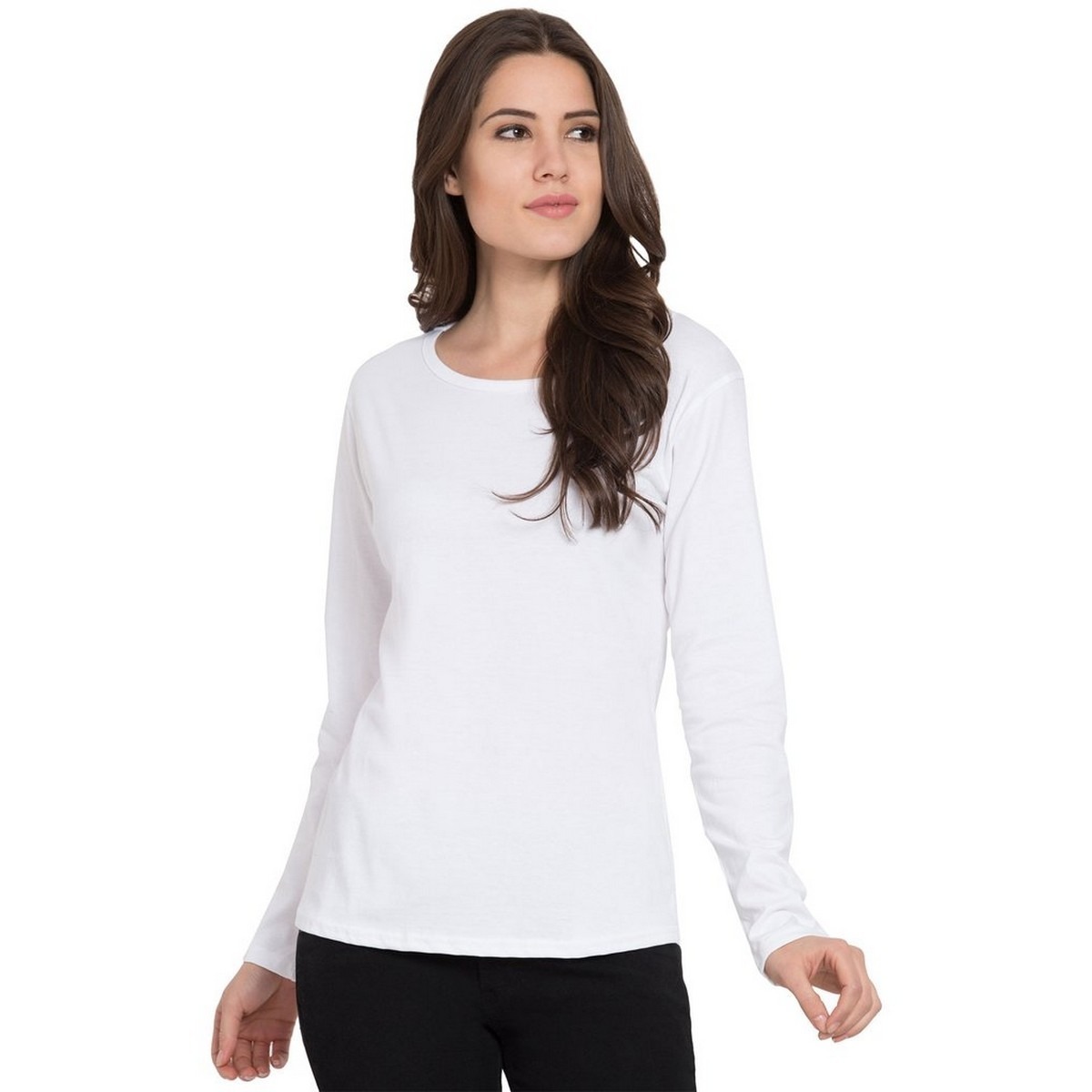 Basic Round Neck Full Sleeves T-Shirt For Women – Soft & Comfortable Casual Wear (Random Color) - Image 5