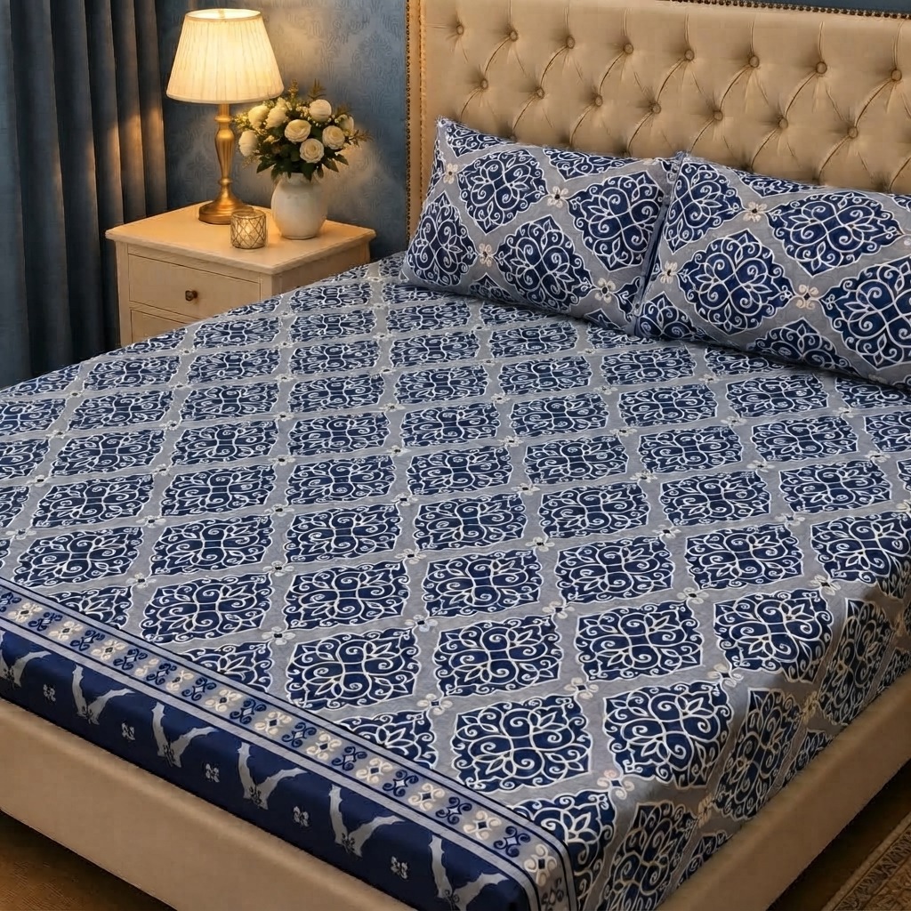 3D Crystal Cotton 3 Piece Bedsheet Set - Home Textile Product Designed (AY0010025) - Image 3