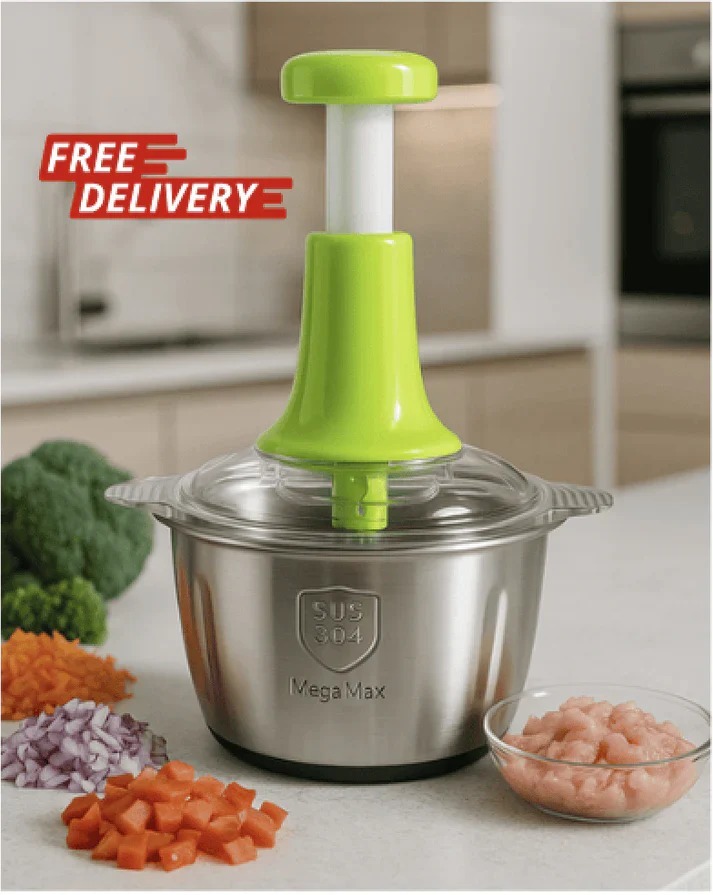 Large 2L Bowl Effortless Vegetable Chopper & Meat Mincer – Manual Hand-Press Food Processor for Fruits, Herbs, Garlic, and Onions (Random Color) - Image 3