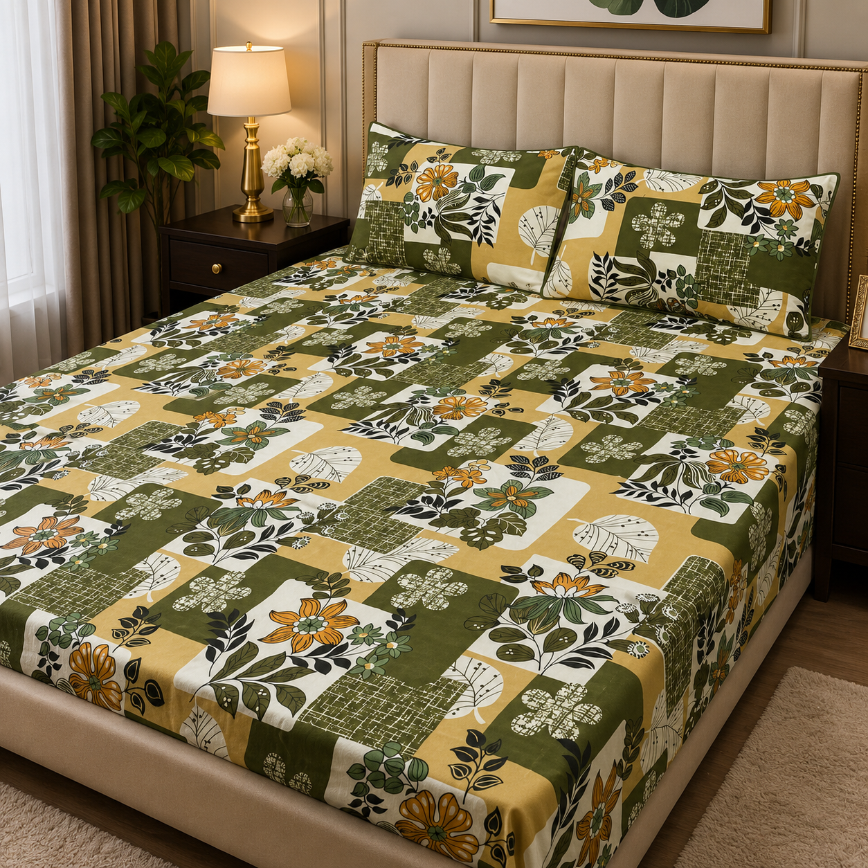 3D Crystal Cotton 3-piece Bedsheet Set AY0010017