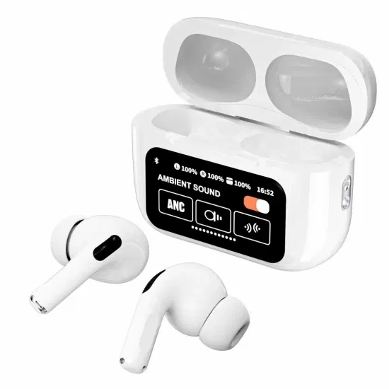 AirPods Touch L.C.D A9 White Bluetooth Earbuds Heavy SoundScreen - Image 4