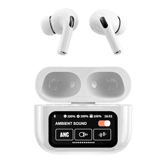 AirPods Touch L.C.D A9 White Bluetooth Earbuds Heavy SoundScreen - Image 3