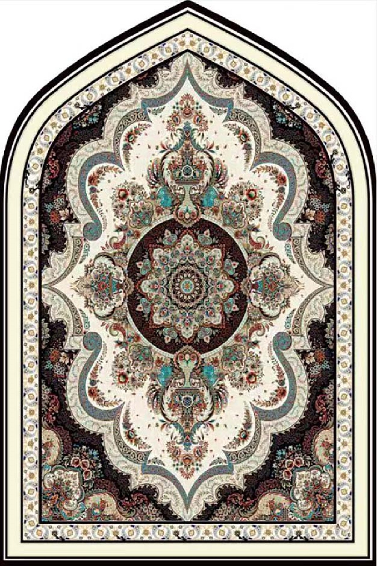 Vintage Persian Floral Arch Velvet Prayer Mat (70x115 cm)