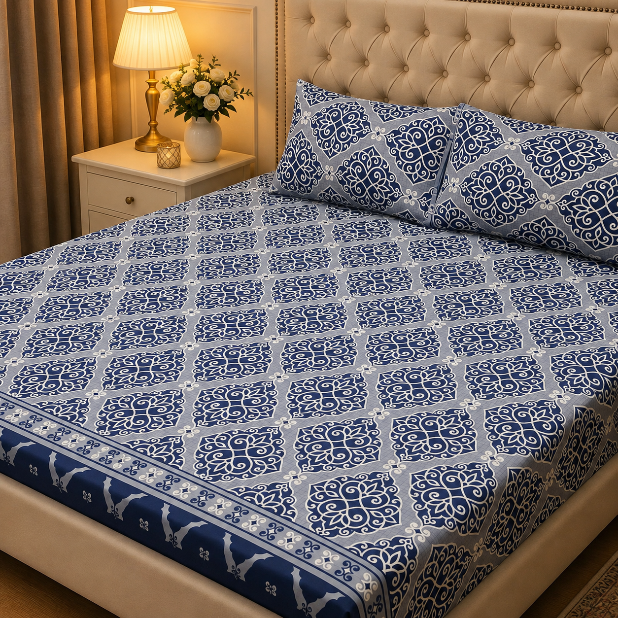 3D Crystal Cotton 3 Piece Bedsheet Set - Home Textile Product Designed (AY0010025) - Image 2