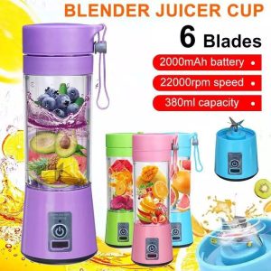 6 Blade Mini Portable Usb Juicer Blender Rechargeable - Kitchen Appliance Designed For Juice Blending And Daily Beverage Routine (Random Color)