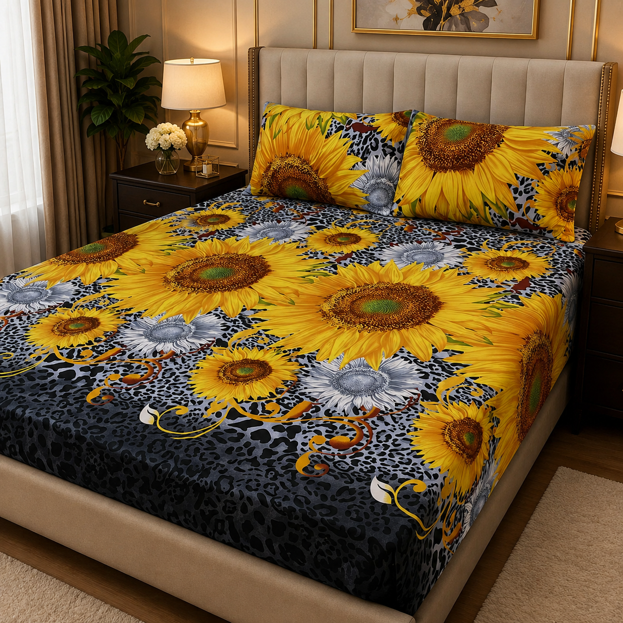 3D Crystal Cotton 3-piece Bedsheet Set AY0010018 - Image 2