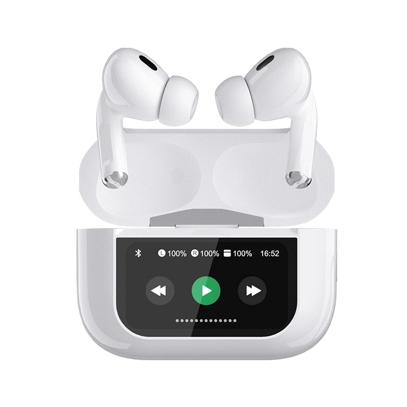 AirPods Touch L.C.D A9 White Bluetooth Earbuds Heavy SoundScreen - Image 2
