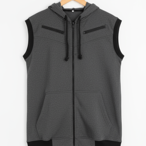 Premium Men's Sleeveless Tech Hoodie Vest | Full-Zip, Jersey Fabric | Ultimate Activewear for Gym, Running, and Layering Comfort