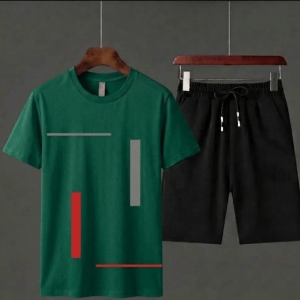 Pack of 2 Tracksuit 1 PCs shirt & 1 PCs short HY Boutique Men's Summer shirt & Shorts Tracksuit Set – Lightweight & Comfortable Casual Wear