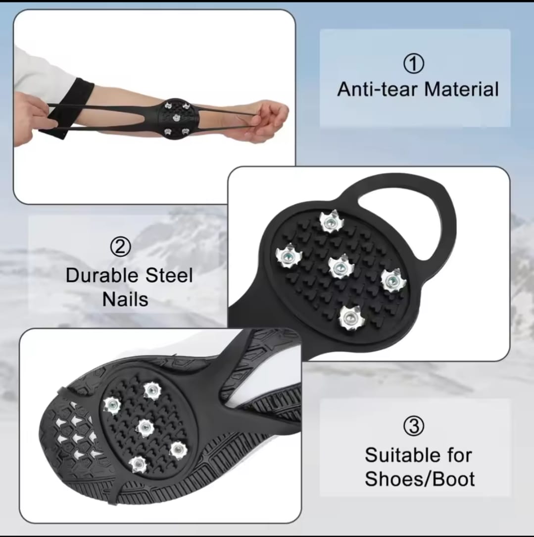 5 Studs Anti Skid Ice Snow Camping Walking Shoes Winter Safety Boots Universal Professional Climbing Crampons - 1 Pair - Image 3