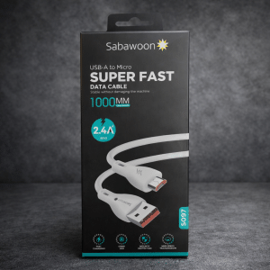 Sabawoon Super Fast USB-A to Micro Data Cable 1000mm – Fast Charging & Data Sync Cable