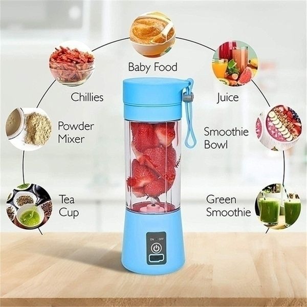6 Blade Mini Portable Usb Juicer Blender Rechargeable - Kitchen Appliance Designed For Juice Blending And Daily Beverage Routine (Random Color) - Image 2