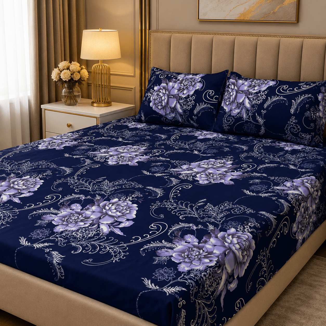 3D Crystal Cotton 3-piece Bedsheet Set AY001009 - Image 2