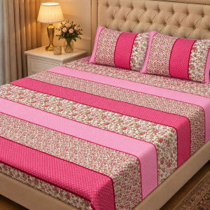 3D Crystal Cotton 3 Piece Bedsheet Set - Home Textile Product Designed (AY0010027)