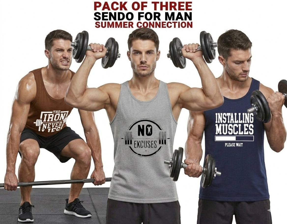 3 PCs of Men's Summer Cotton Sando Vest Sleeveless Tank Top Breathable Soft Lightweight Casual Gym Sports Innerwear Comfortable - Image 2