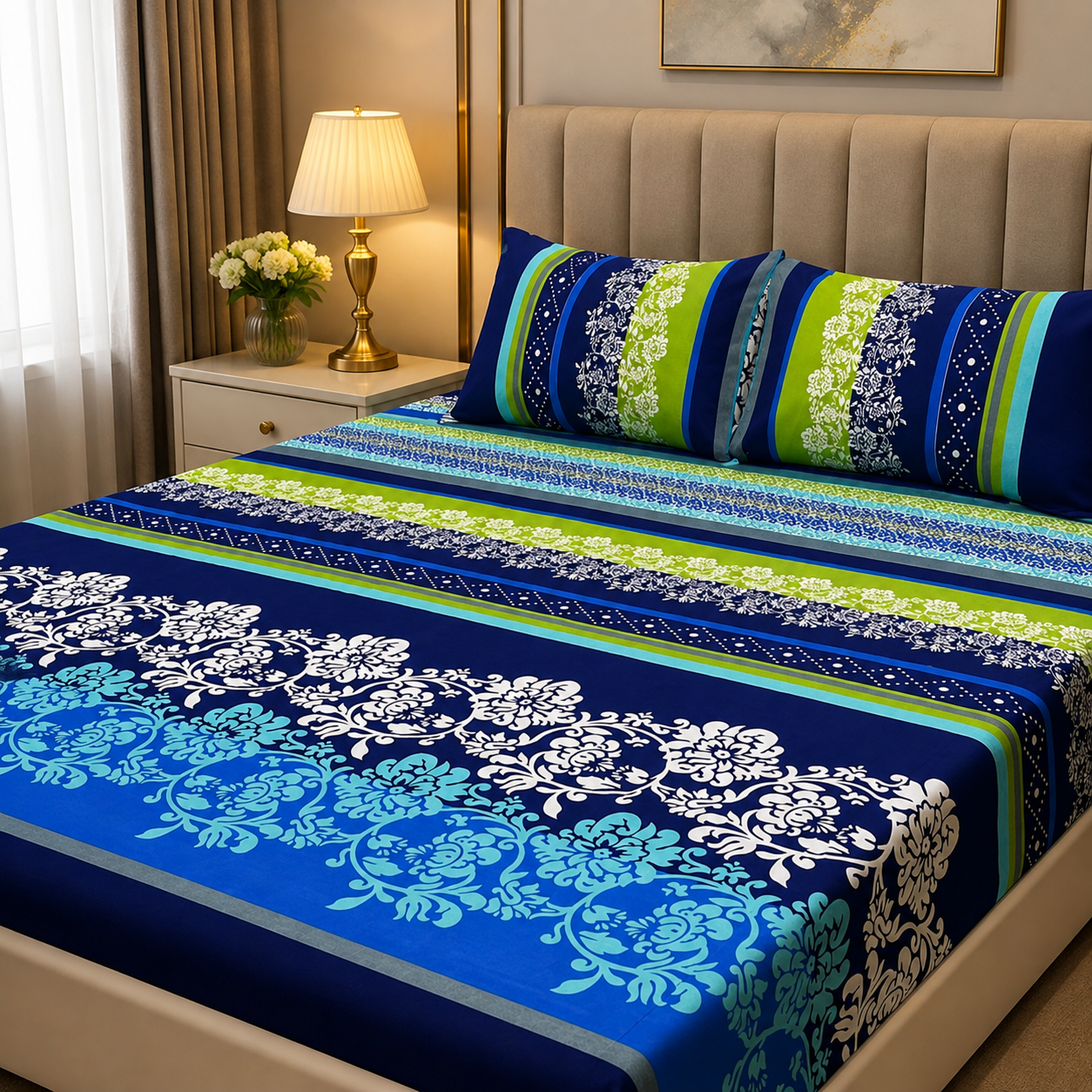 3D Crystal Cotton 3-piece Bedsheet Set AY0010011
