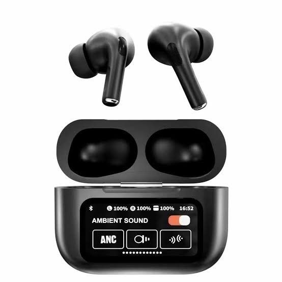 AirPods Touch L.C.D A9 Black Bluetooth Earbuds Heavy Sound - Image 4