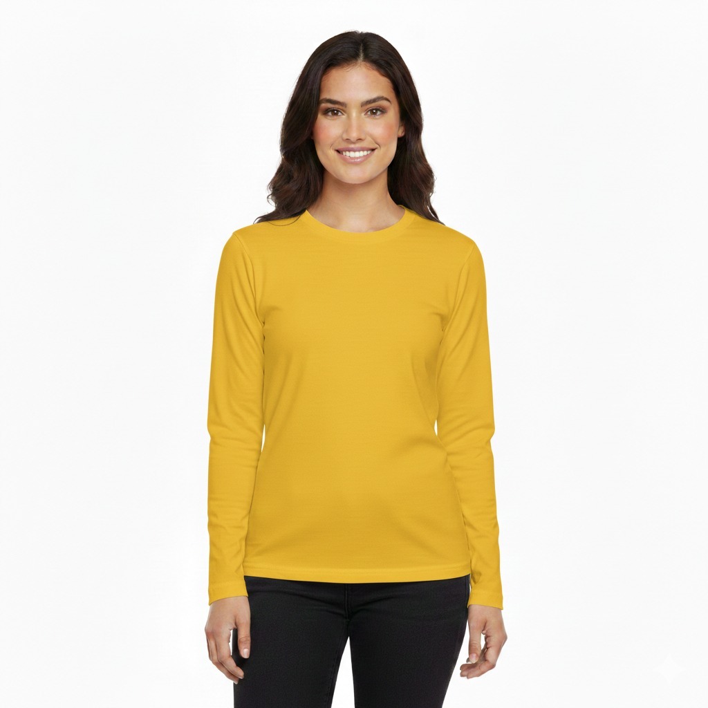 Basic Round Neck Full Sleeves T-Shirt For Women – Soft & Comfortable Casual Wear (Random Color) - Image 4
