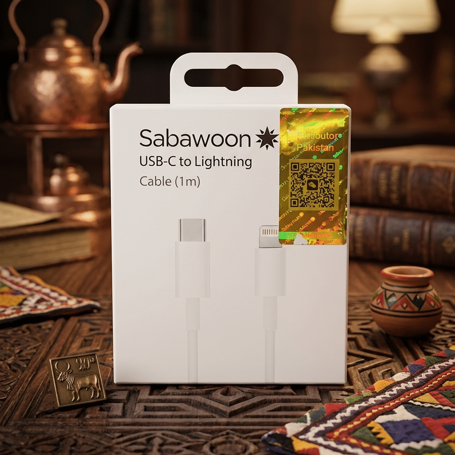 Sabawoon USB-C To Lightning Cable | 1m White Fast Charging & Data Transfer Cord - Image 2
