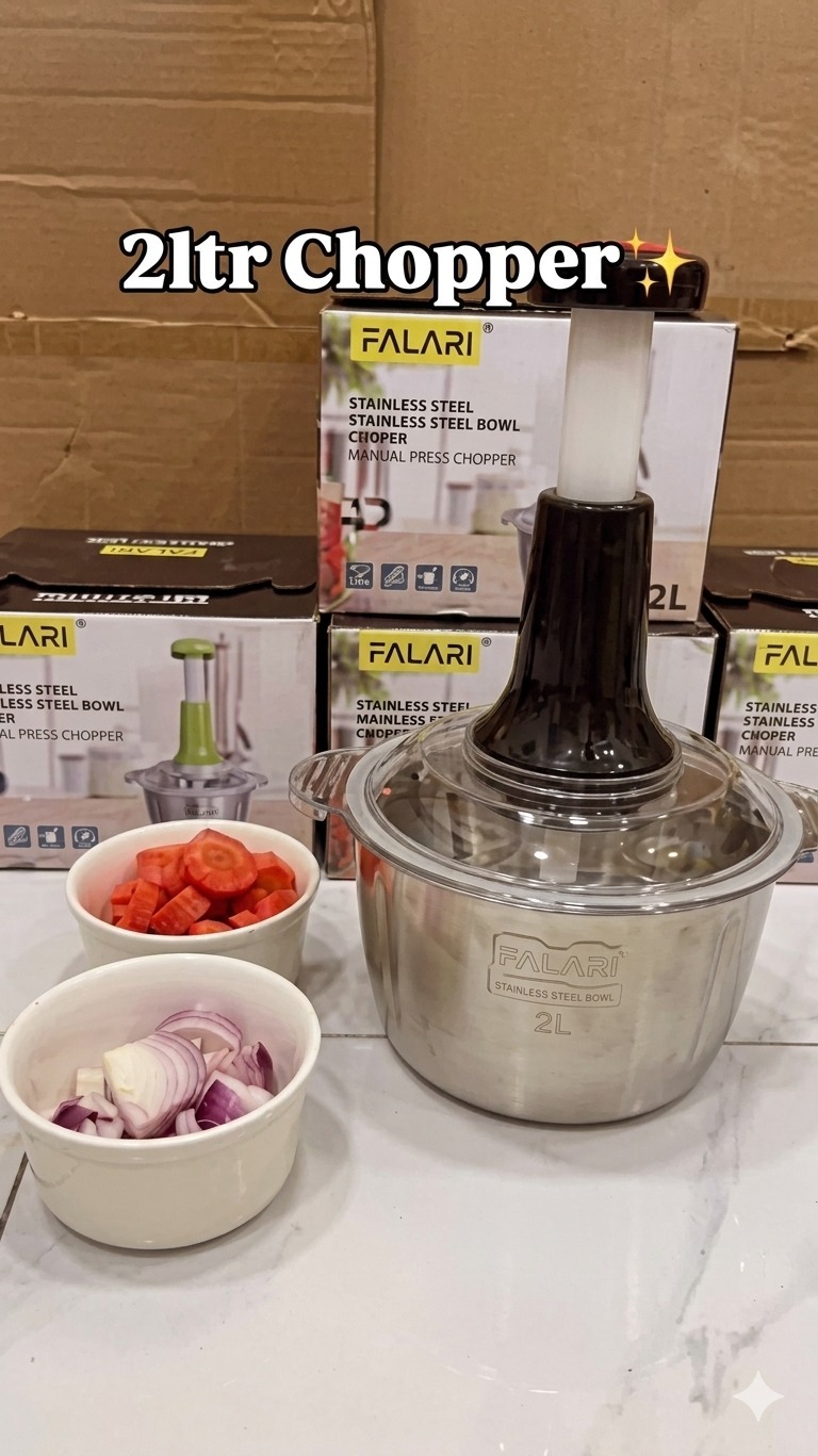 Large 2L Bowl Effortless Vegetable Chopper & Meat Mincer – Manual Hand-Press Food Processor for Fruits, Herbs, Garlic, and Onions (Random Color) - Image 4