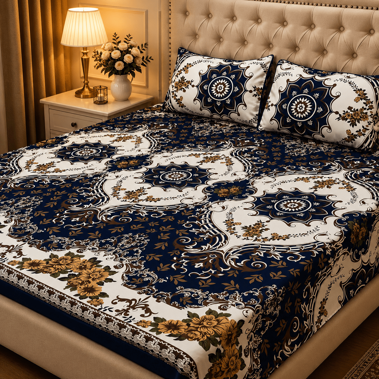 3D Crystal Cotton 3 Piece Bedsheet Set - Home Textile Product Designed (AY0010026) - Image 2