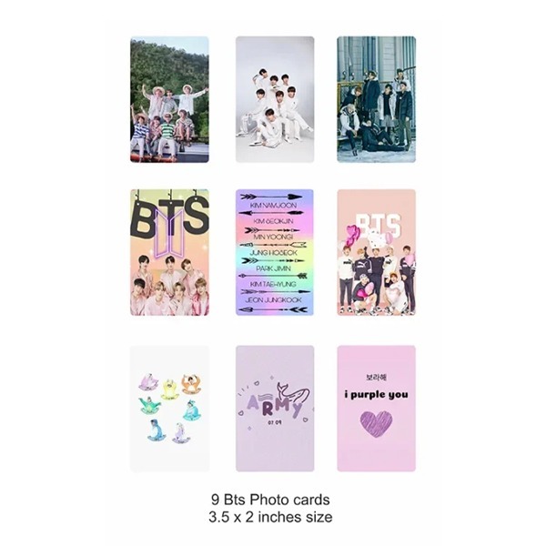 BTS Photo Cards Pack of 9 | K-Pop BTS Army Collectible Cards | High Quality Single Side Printed Photo Cards for Phone, Wall & Room Decoration - Image 2