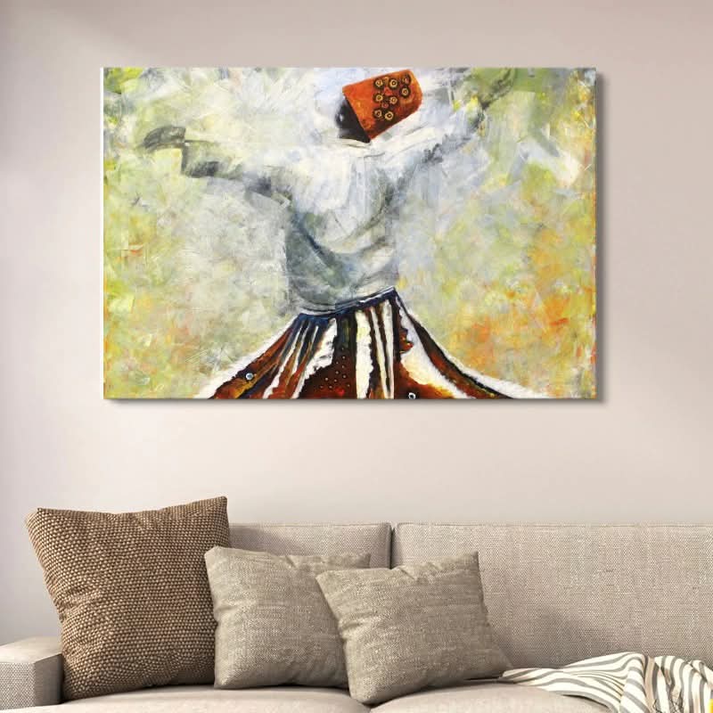 Darwaish & Sufism Canvas Art Depicting Whirling Dervish With Double Tape | 12x16 Inches - Image 2