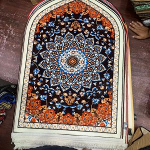 Traditional Moroccan Dome Arch Janamaz – Dark Plum & Rust 70x115 cm | Islamic Prayer Mat