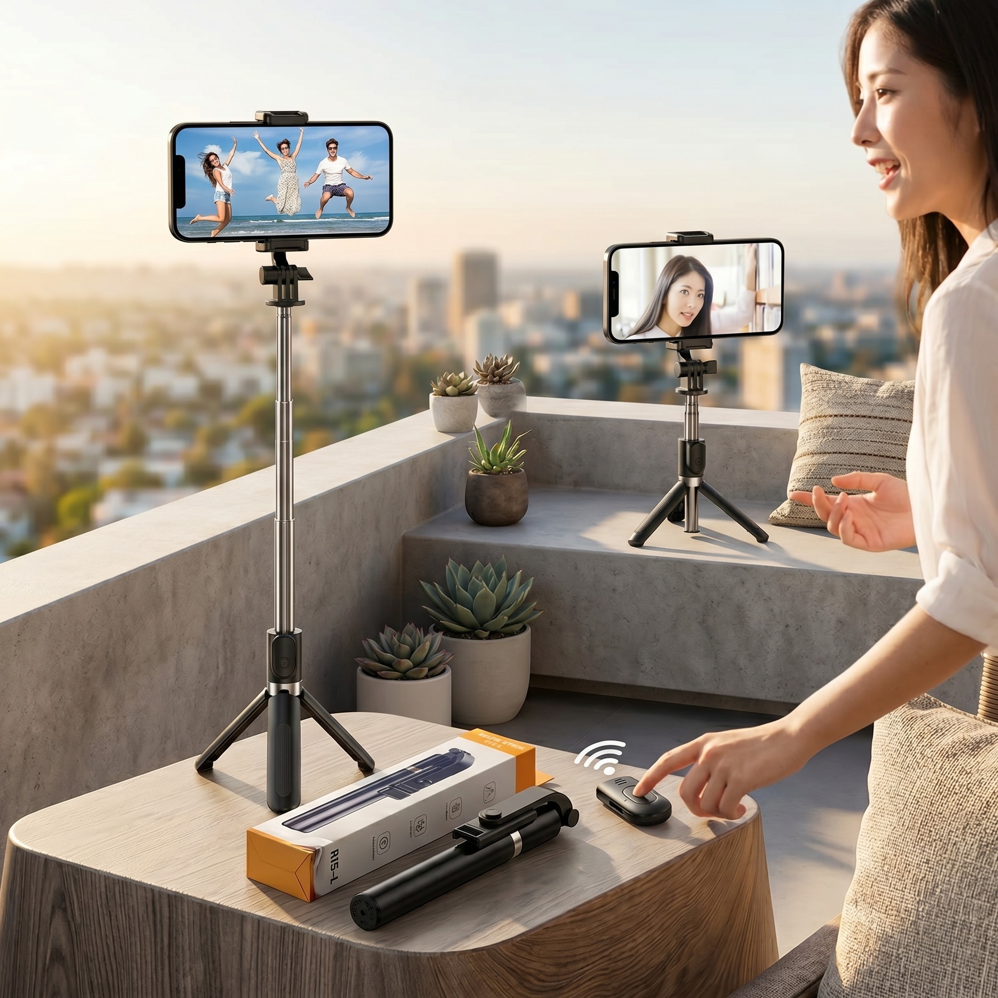 4 In 1 R1SL Selfie Stick Featuring A Bluetooth Remote, Tripod Stand, Light And Retractable Mobile Holder - Image 4