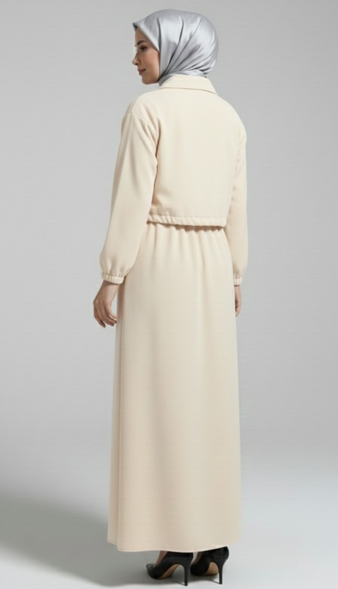 Stylish 2 Piece Set Long Frock Maxi Dress With Matching Zipper Jacket Premium Quality - Image 8