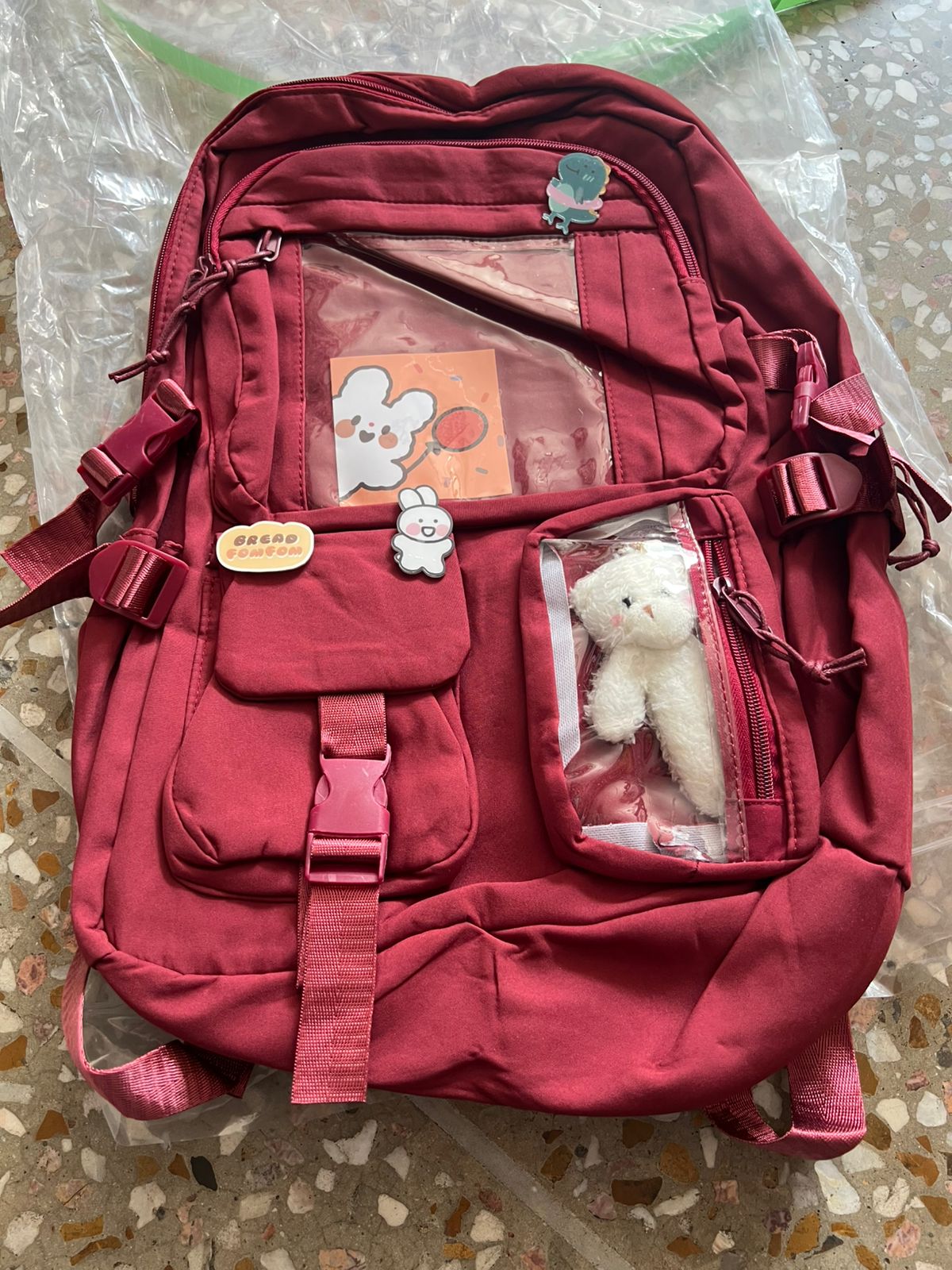 Cute Women Backpack Multi Pocket Canvas School Bag White Student Bag For Teenage Girls - Image 5