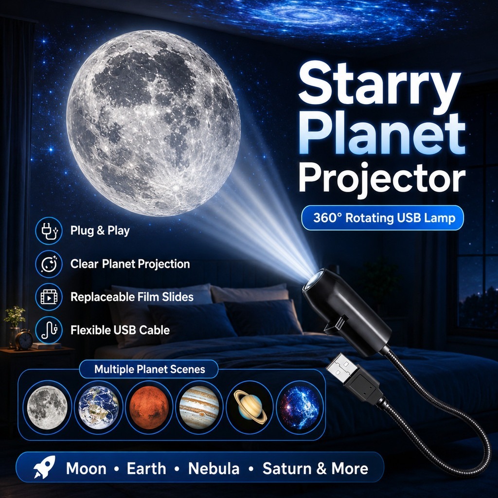 USB Flexible Moon & Earth Projection Light with 6 lenses - Image 4
