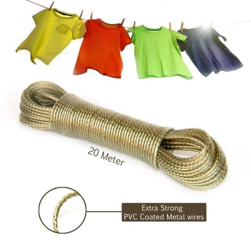 20M PVC Coated Metal Laundry Rope with Tensioner – Strong Outdoor Clothesline Wire (Random Color) - Image 5