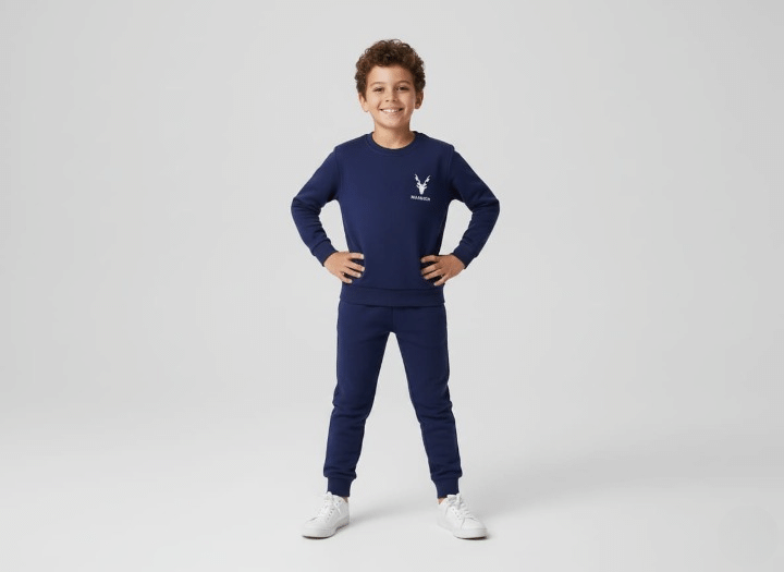 Winter Kids Markhor Printed Tracksuit | Full Sleeves Round Neck T-Shirt & Trouser Set – Warm, Stylish & Comfortable Outfit