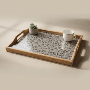Premium Wood & Acrylic Serving Tray – Elegant Decorative Tray for Serving, Coffee Table & Home Décor (Multiple Sizes)