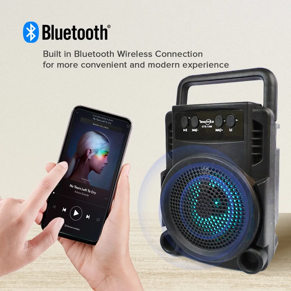 GTS-1360 Wireless Portable Speaker – Extra Bass & Long Battery Life - Image 5