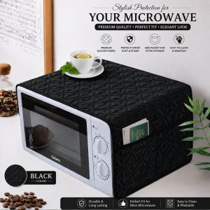 Ultrasonic Quilted Microwave & Oven Top Dust Cover – Protective Kitchen Appliance Cover