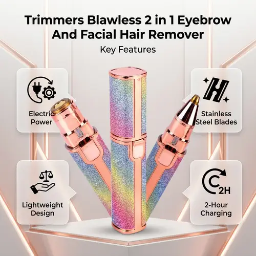Flawless 2-in-1 USB Rechargeable Eyebrow Trimmer & Shaver (HX-203B) - Image 3