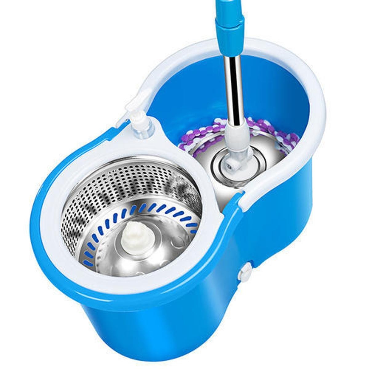 Easy Spin Magical Mop Set with Steel Bucket | 360 Degree Rotating Microfiber Mop Head | Home & Office Floor Cleaning Tool - Image 2