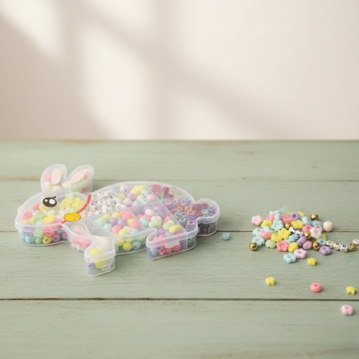 Single DIY Beads Set With Bunny Shape Storage Box For Bracelet And Locket Making With Different Beads In One - Image 4